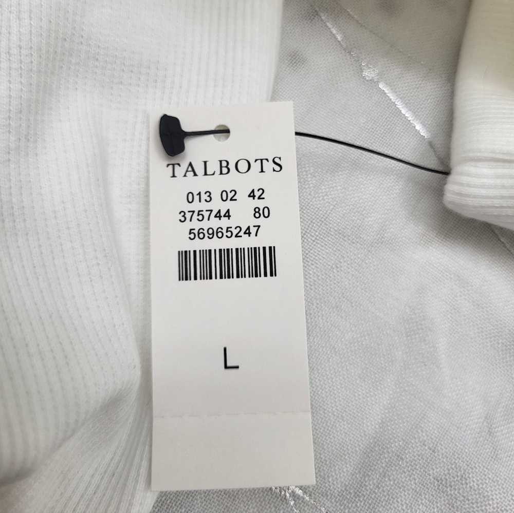 Talbots Women's White Ribbed Knit Stretch Boat Neck‎ 3/4 Sleeve Top Size Lg NWT - Picture 9 of 12